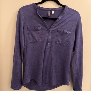 ibex v-neck with button and stitching details